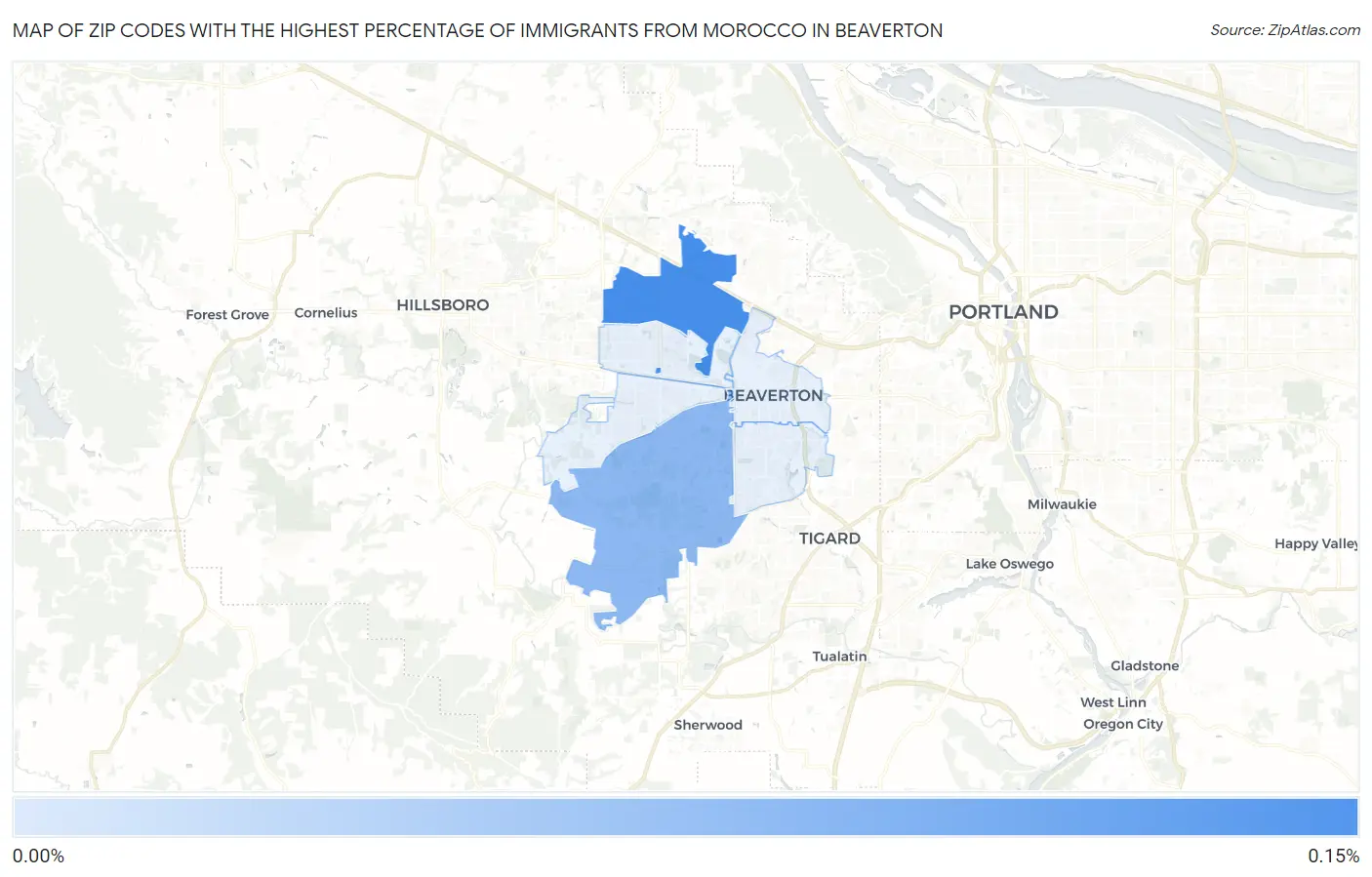 Zip Codes with the Highest Percentage of Immigrants from Morocco in Beaverton Map