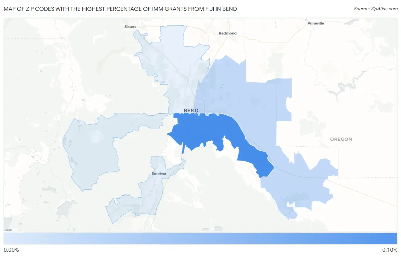 Zip Codes with the Highest Percentage of Immigrants from Fiji in Bend Map