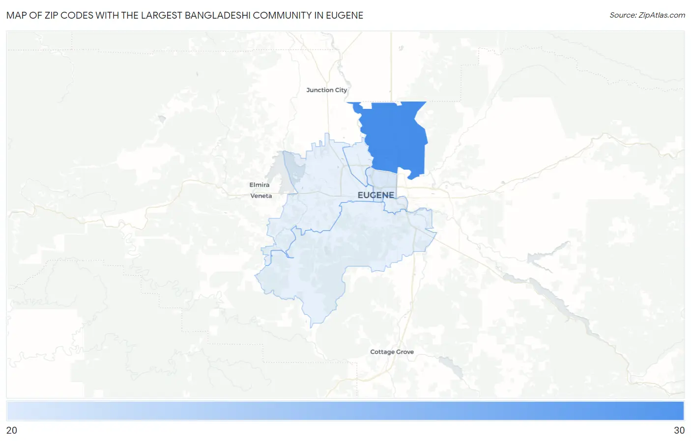 Zip Codes with the Largest Bangladeshi Community in Eugene Map