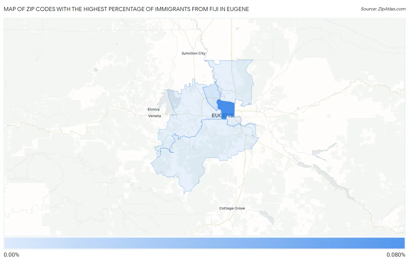 Zip Codes with the Highest Percentage of Immigrants from Fiji in Eugene Map