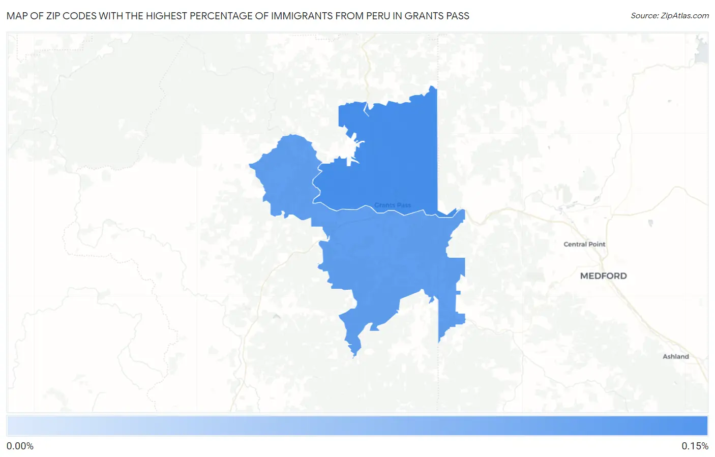 Zip Codes with the Highest Percentage of Immigrants from Peru in Grants Pass Map