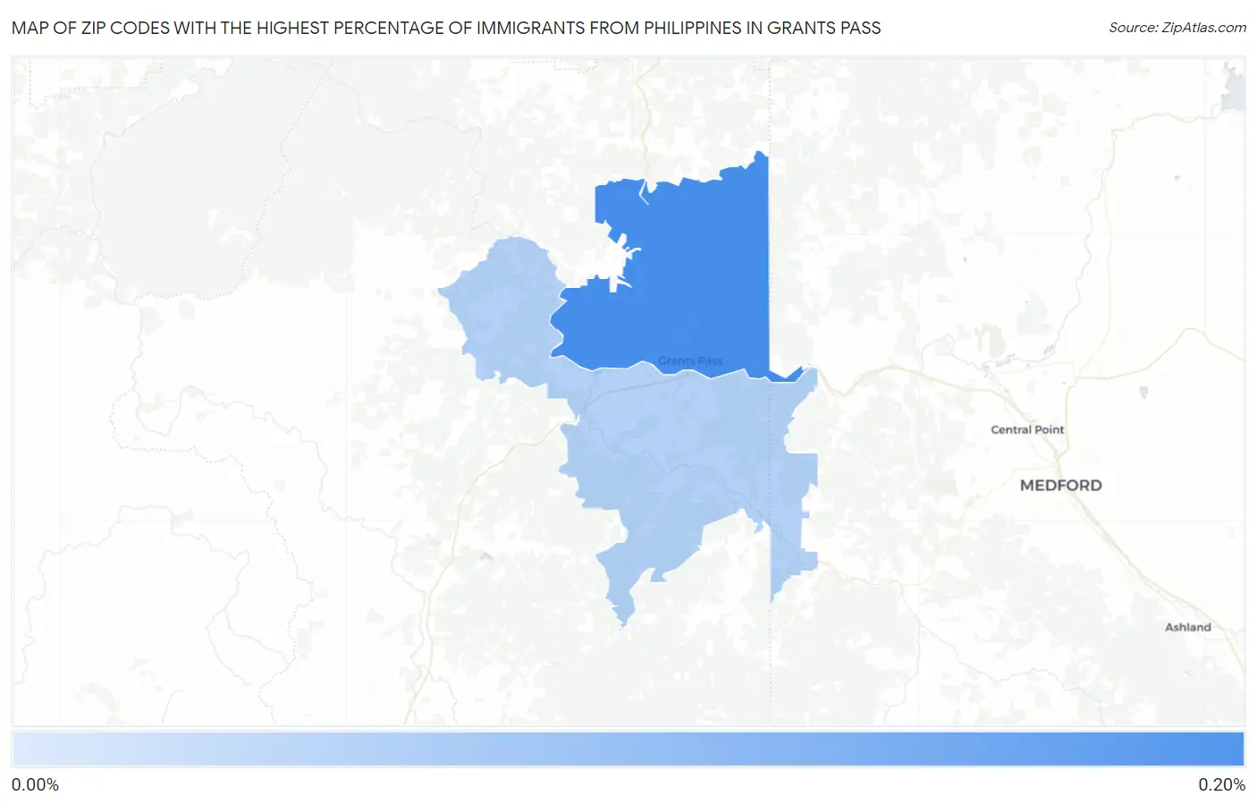 Zip Codes with the Highest Percentage of Immigrants from Philippines in Grants Pass Map