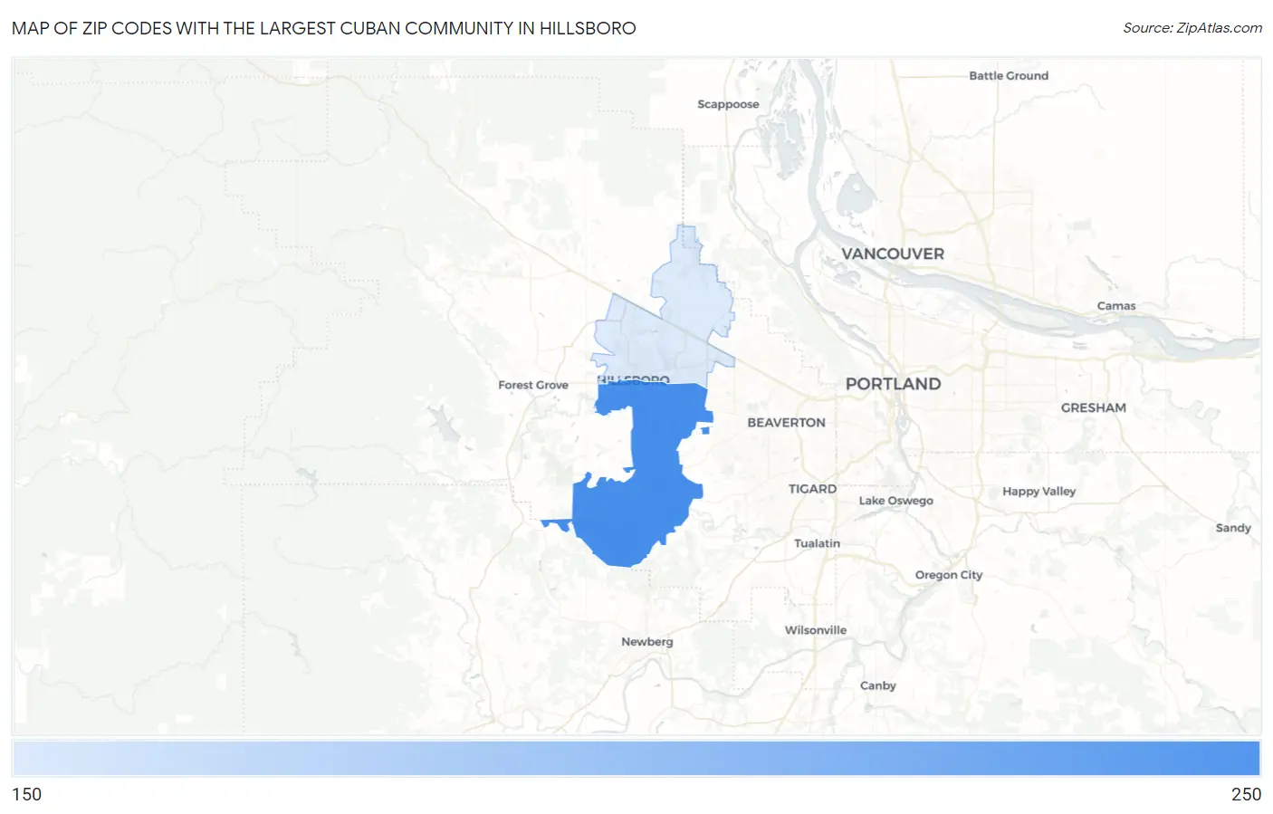 Zip Codes with the Largest Cuban Community in Hillsboro Map