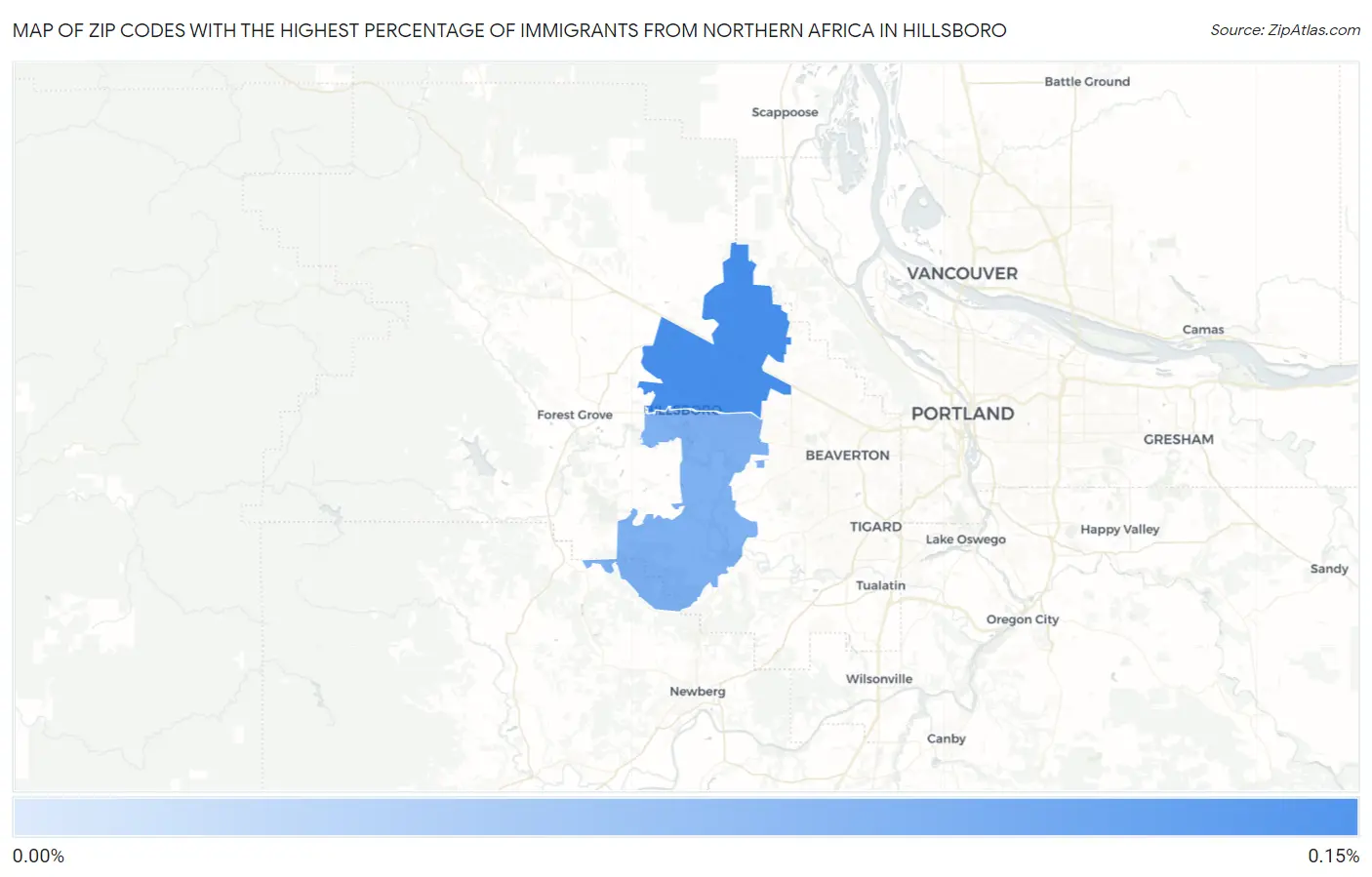 Zip Codes with the Highest Percentage of Immigrants from Northern Africa in Hillsboro Map