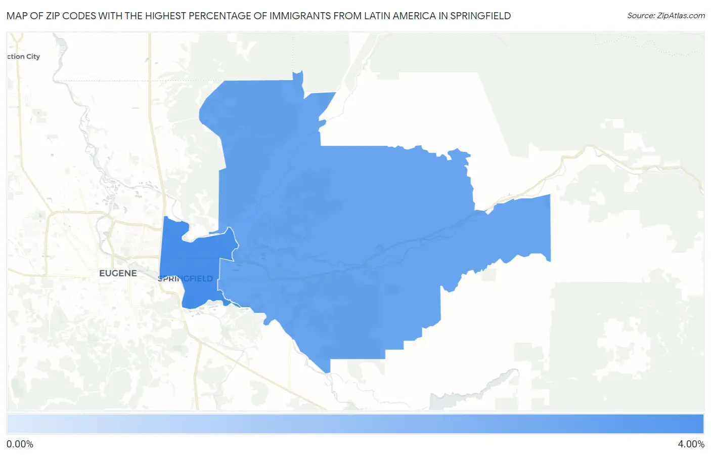 Zip Codes with the Highest Percentage of Immigrants from Latin America in Springfield Map