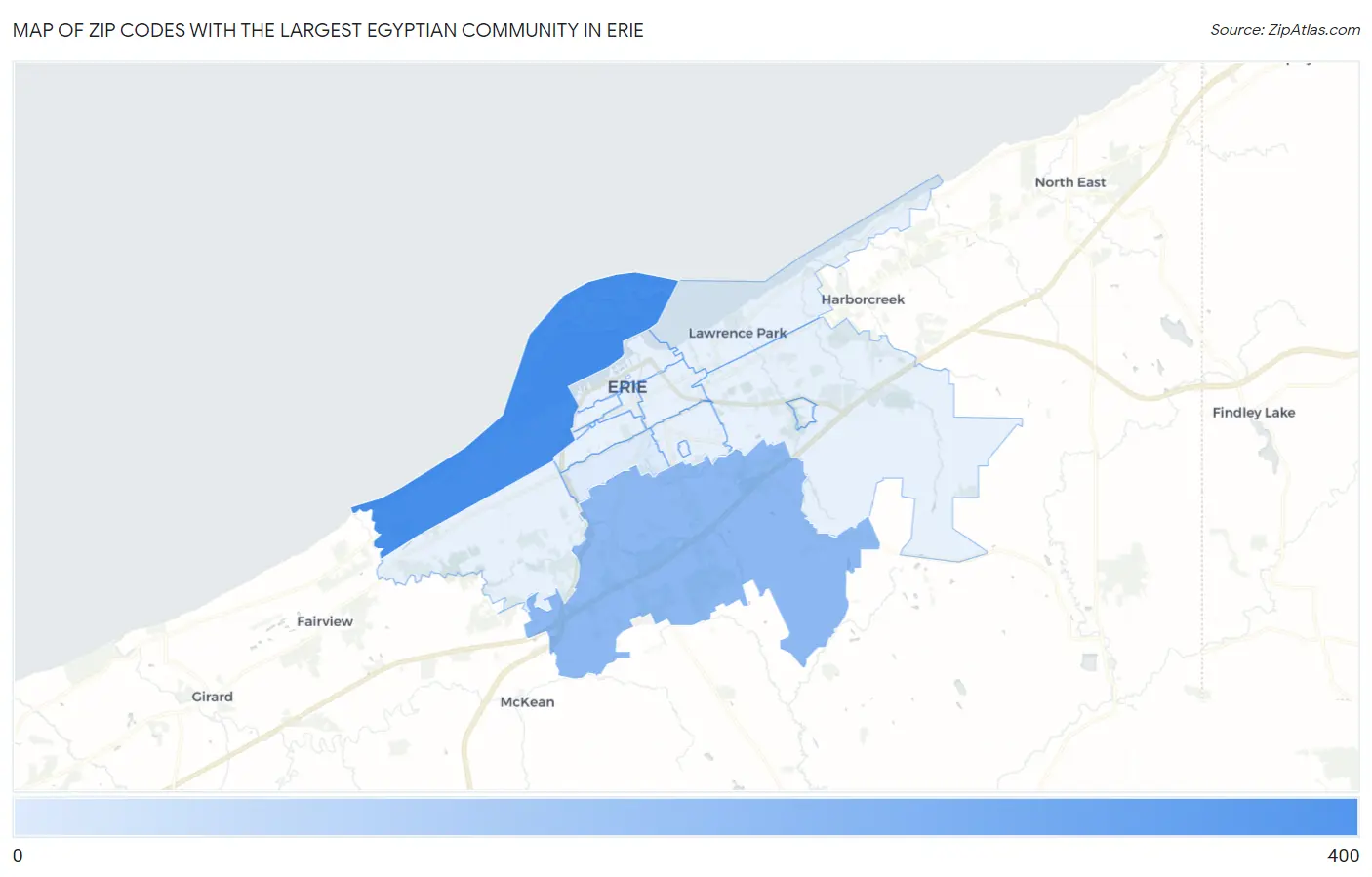 Zip Codes with the Largest Egyptian Community in Erie Map