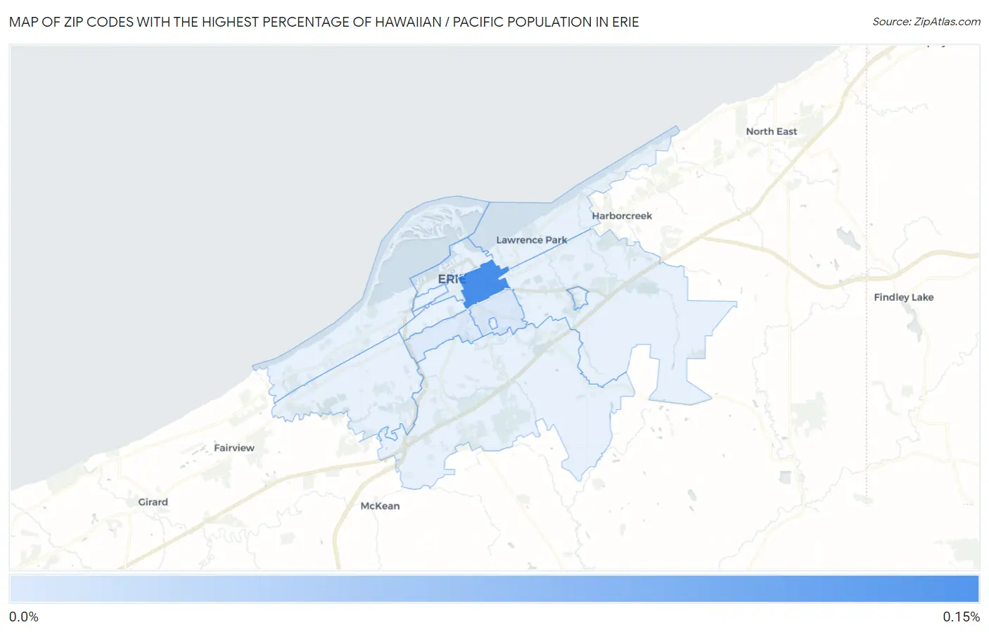 Zip Codes with the Highest Percentage of Hawaiian / Pacific Population in Erie Map