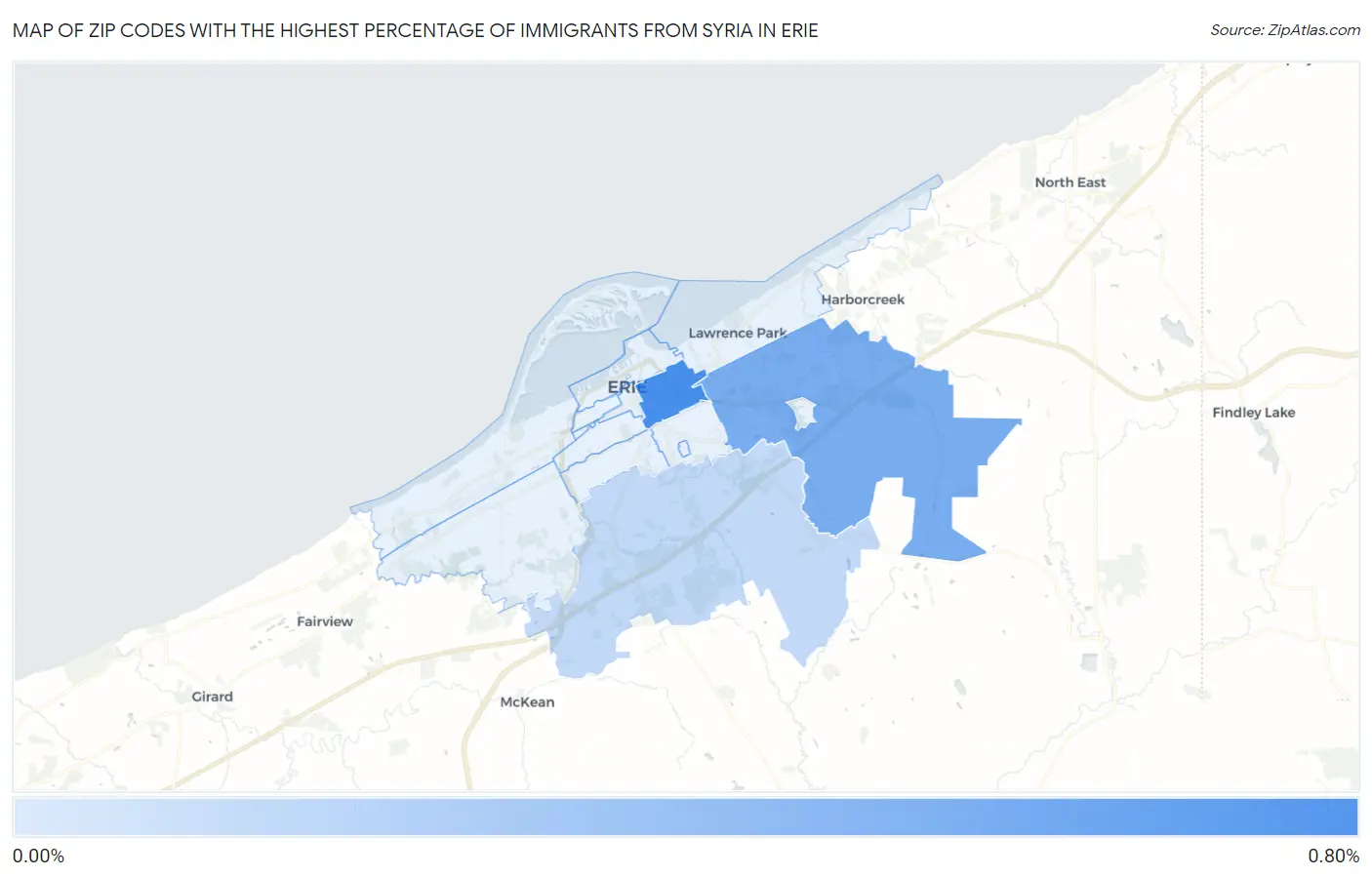 Zip Codes with the Highest Percentage of Immigrants from Syria in Erie Map