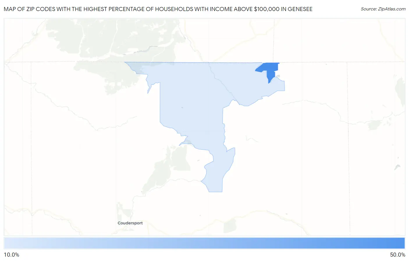 Zip Codes with the Highest Percentage of Households with Income Above $100,000 in Genesee Map