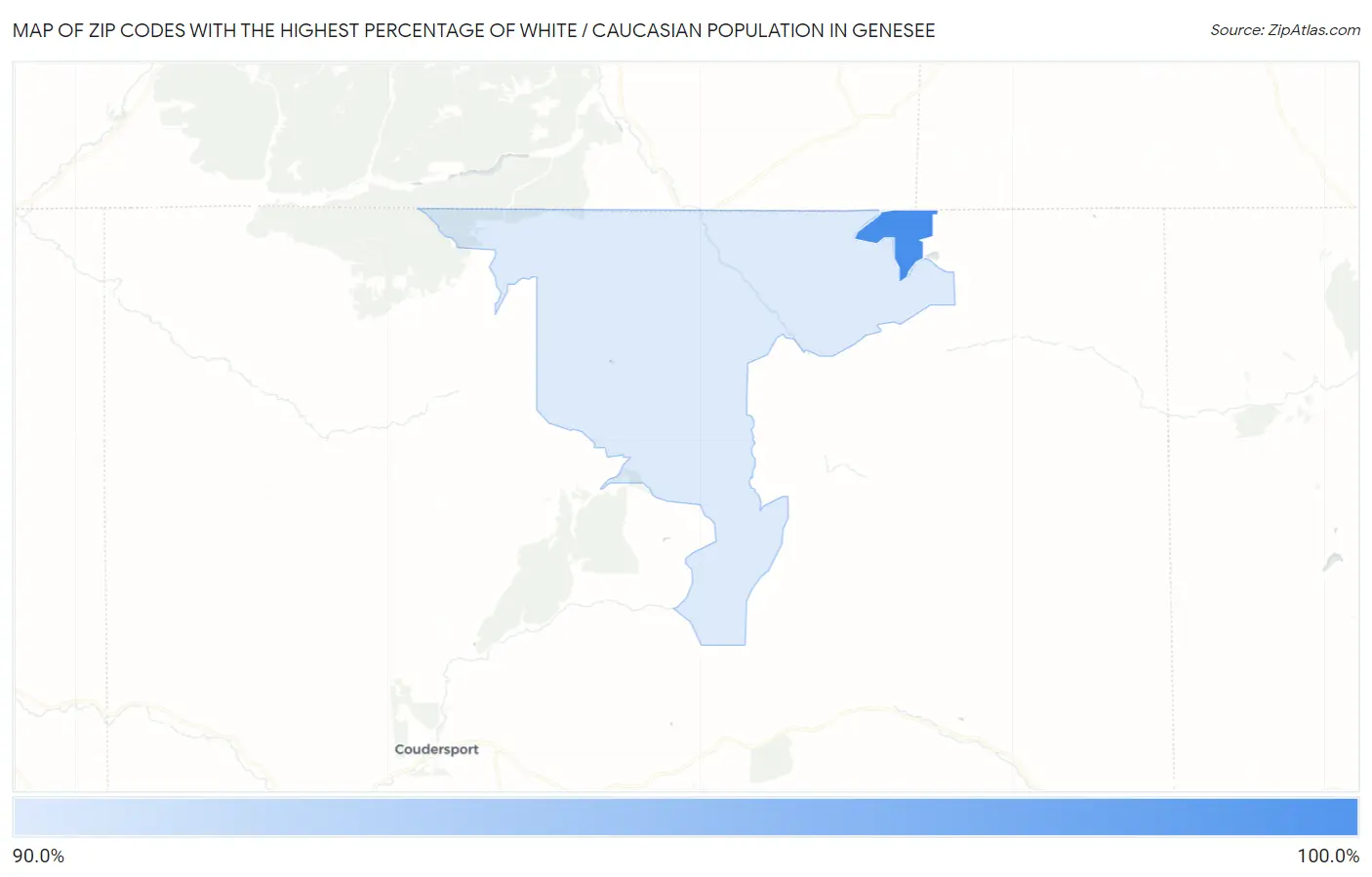 Zip Codes with the Highest Percentage of White / Caucasian Population in Genesee Map