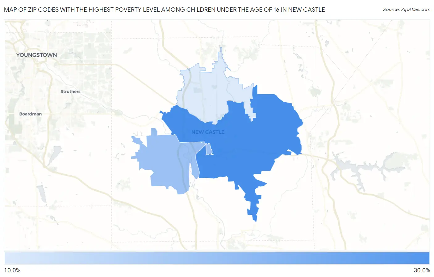 Zip Codes with the Highest Poverty Level Among Children Under the Age of 16 in New Castle Map