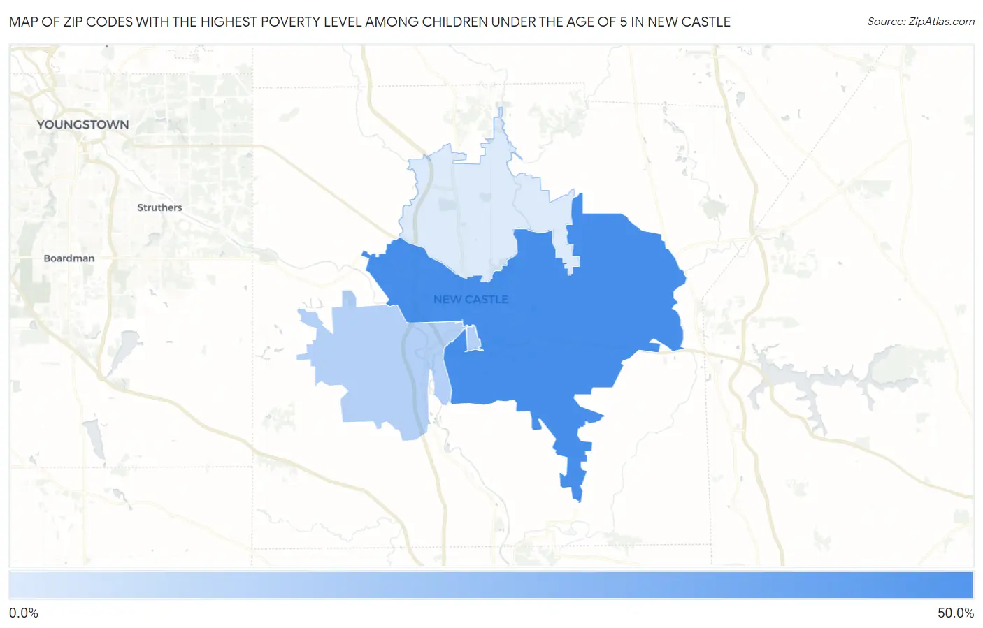 Zip Codes with the Highest Poverty Level Among Children Under the Age of 5 in New Castle Map