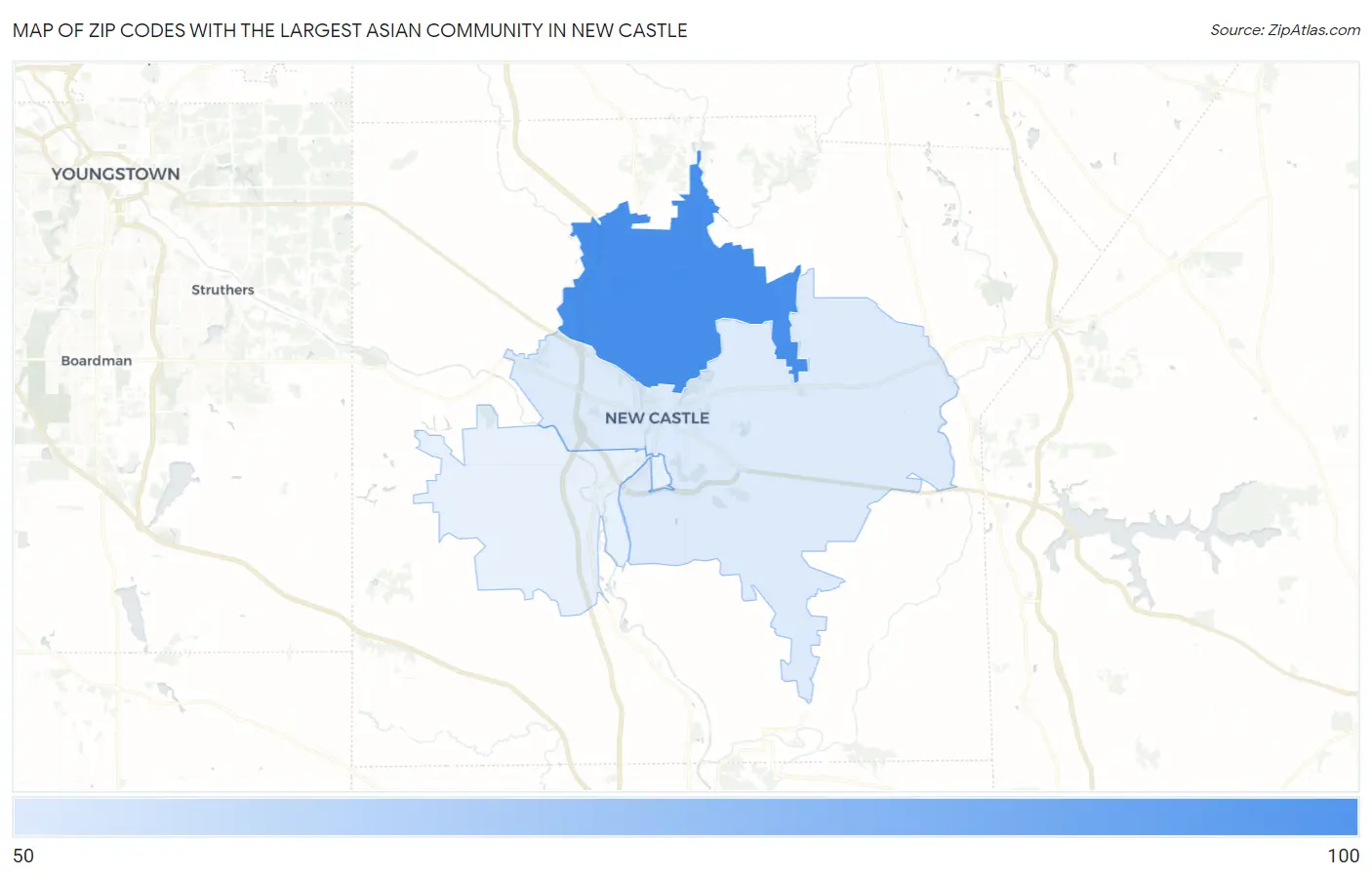 Zip Codes with the Largest Asian Community in New Castle Map