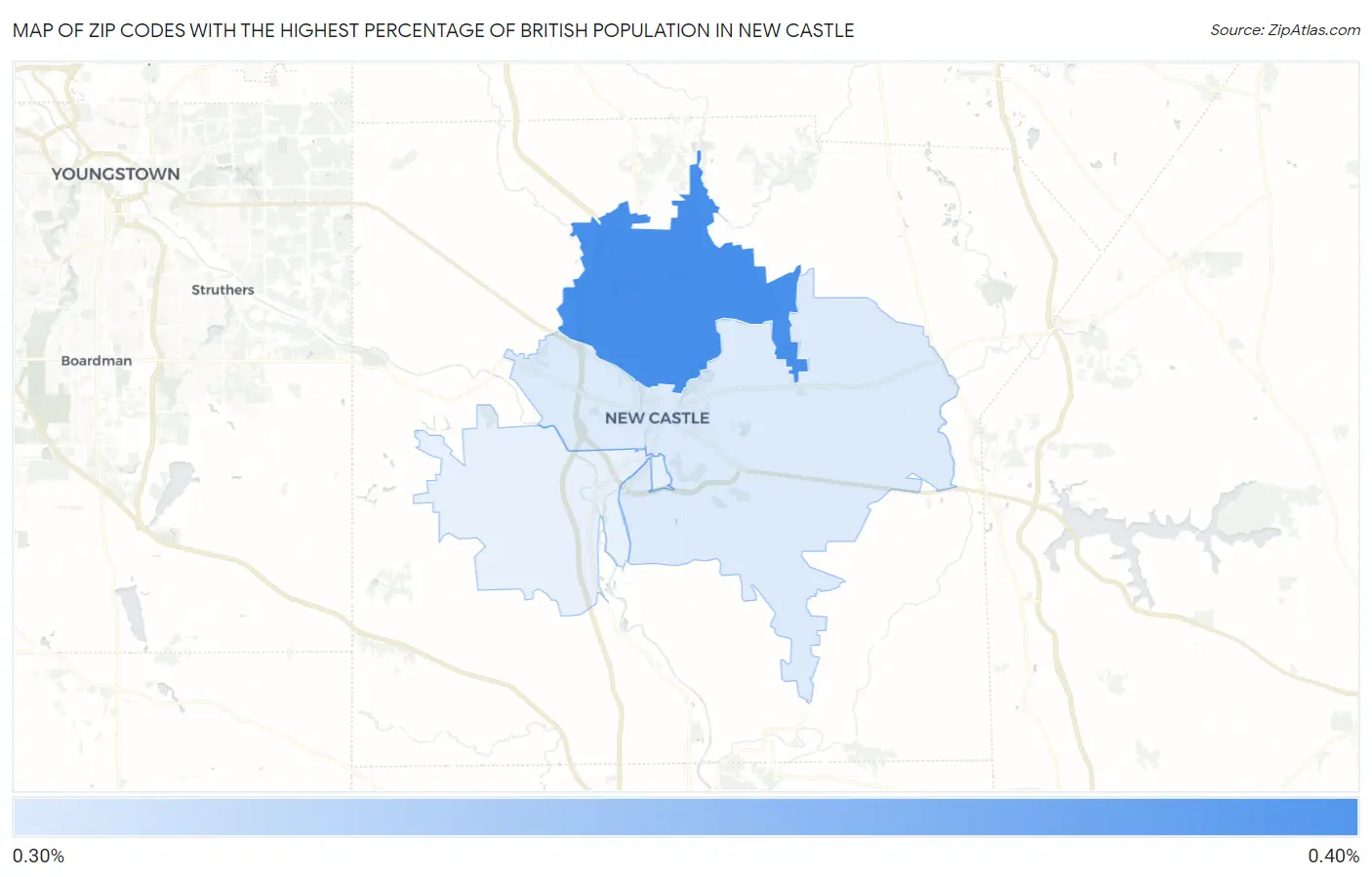 Zip Codes with the Highest Percentage of British Population in New Castle Map