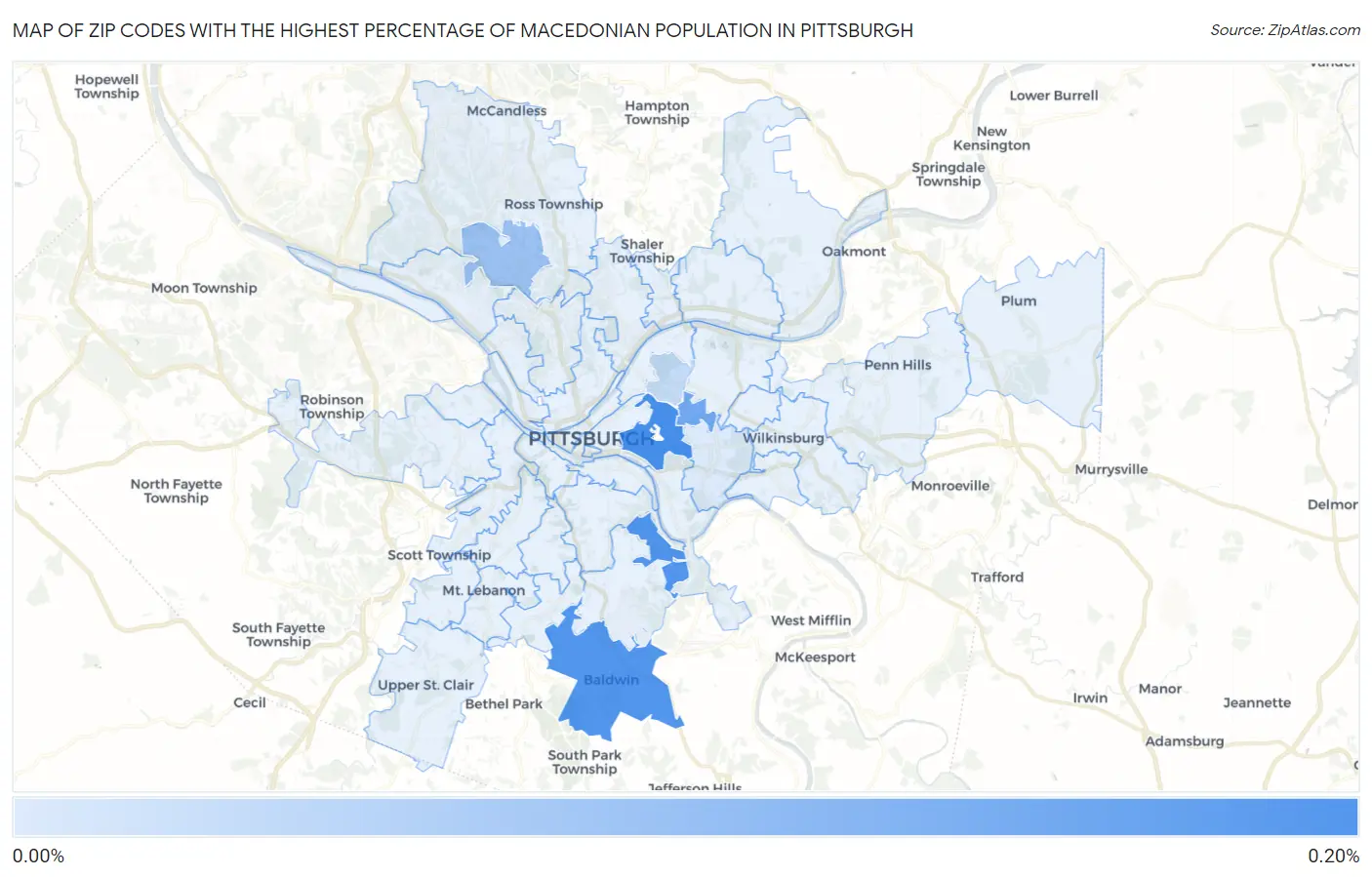 Zip Codes with the Highest Percentage of Macedonian Population in Pittsburgh Map