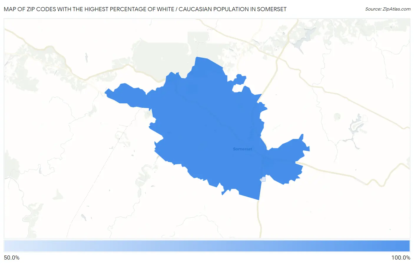 Zip Codes with the Highest Percentage of White / Caucasian Population in Somerset Map