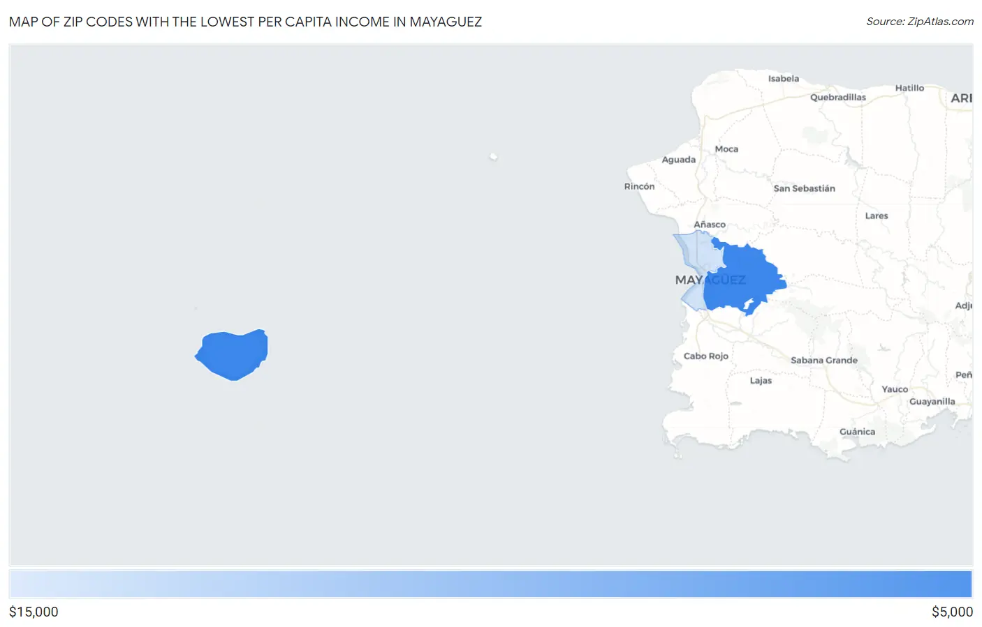 Zip Codes with the Lowest Per Capita Income in Mayaguez Map