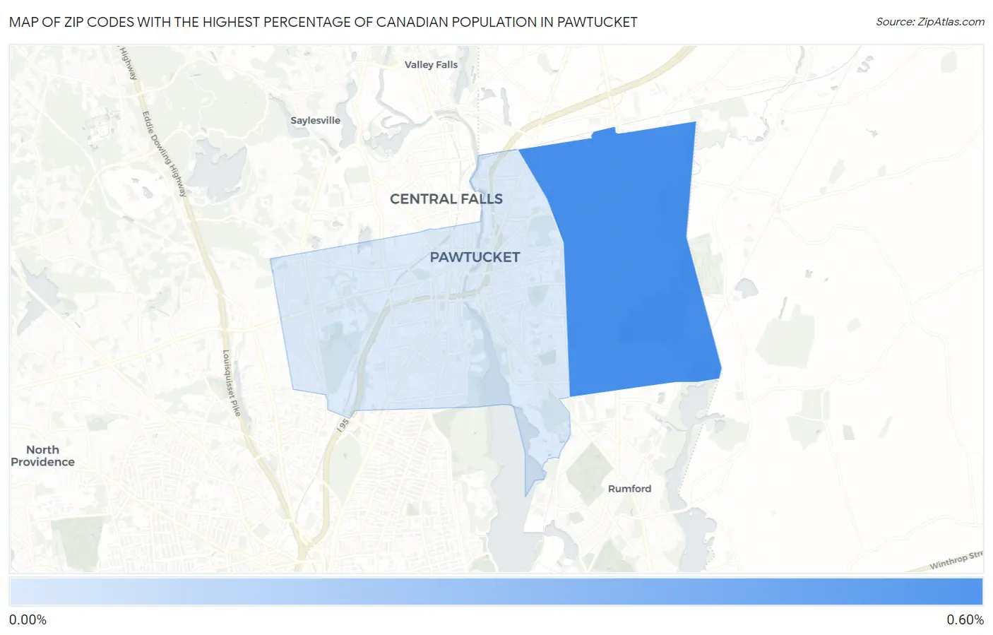 Zip Codes with the Highest Percentage of Canadian Population in Pawtucket Map