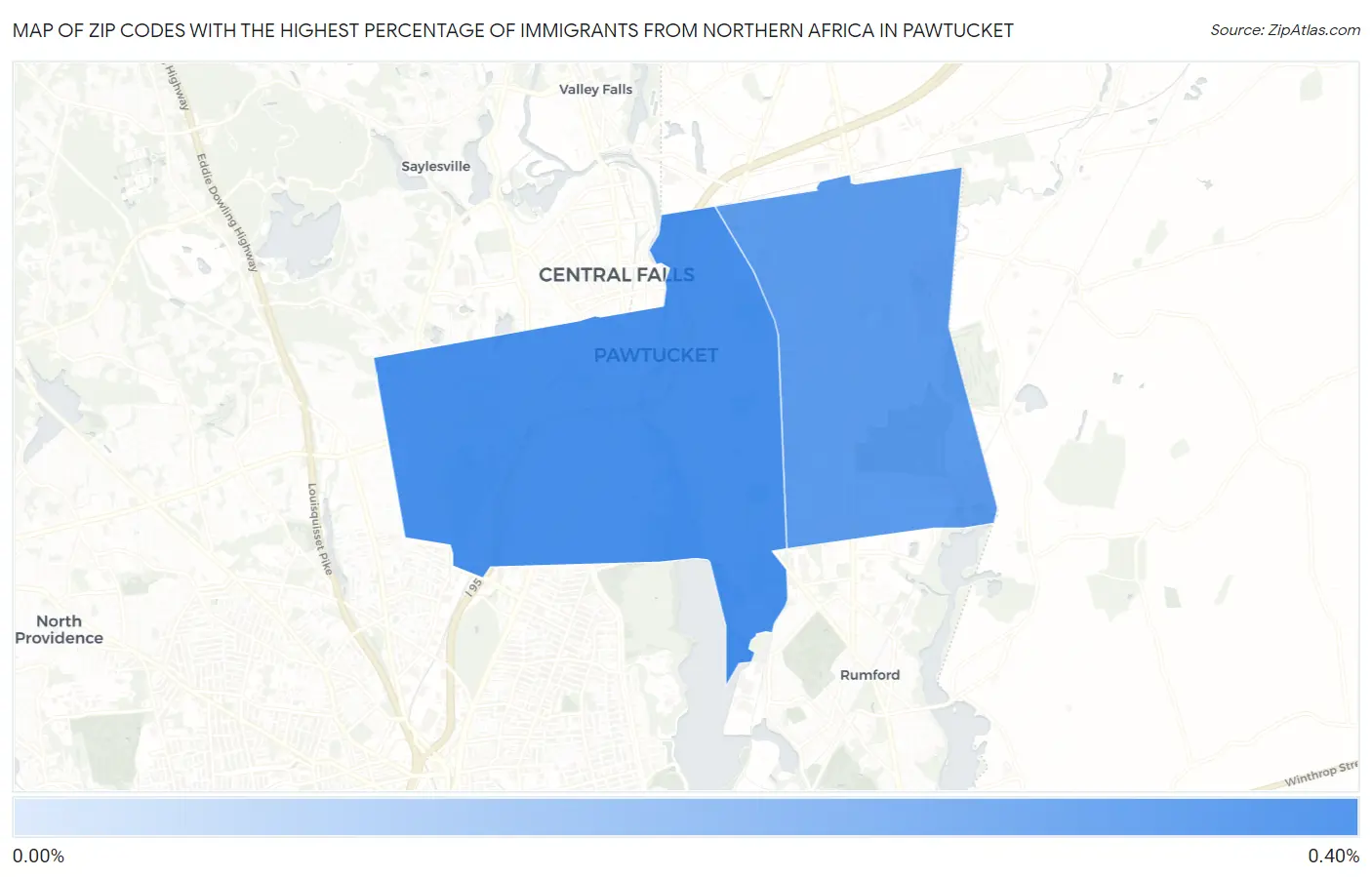 Zip Codes with the Highest Percentage of Immigrants from Northern Africa in Pawtucket Map
