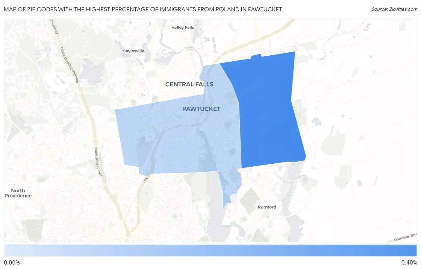 Zip Codes with the Highest Percentage of Immigrants from Poland in Pawtucket Map