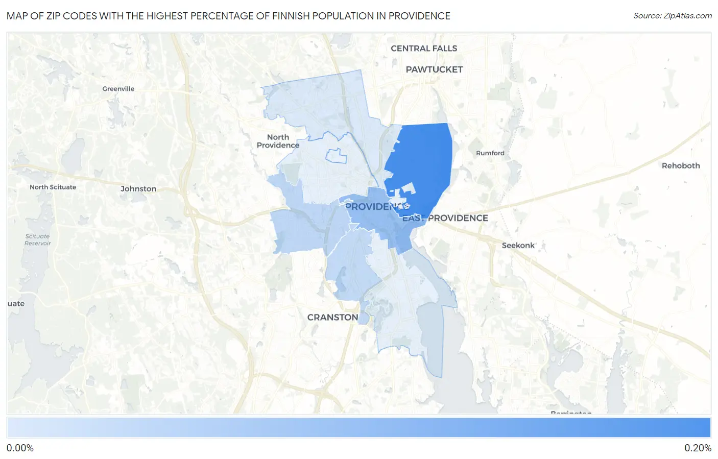Zip Codes with the Highest Percentage of Finnish Population in Providence Map