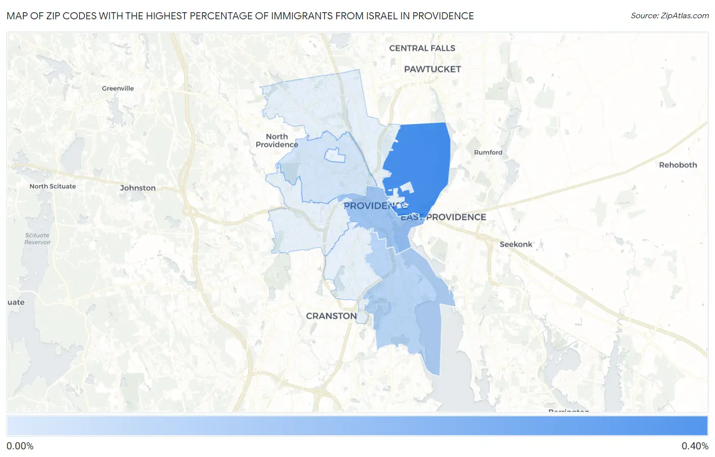 Zip Codes with the Highest Percentage of Immigrants from Israel in Providence Map