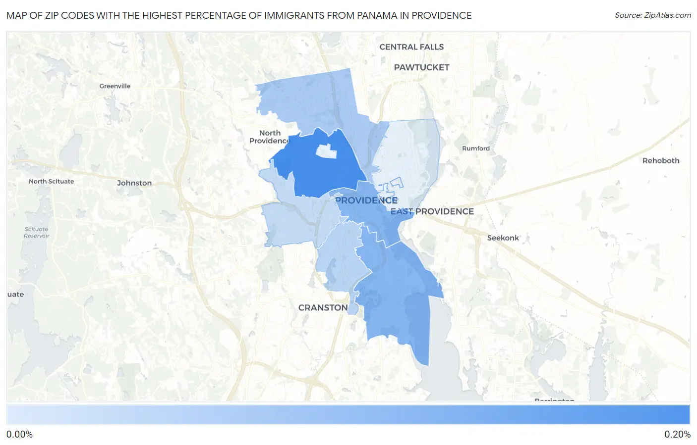 Zip Codes with the Highest Percentage of Immigrants from Panama in Providence Map