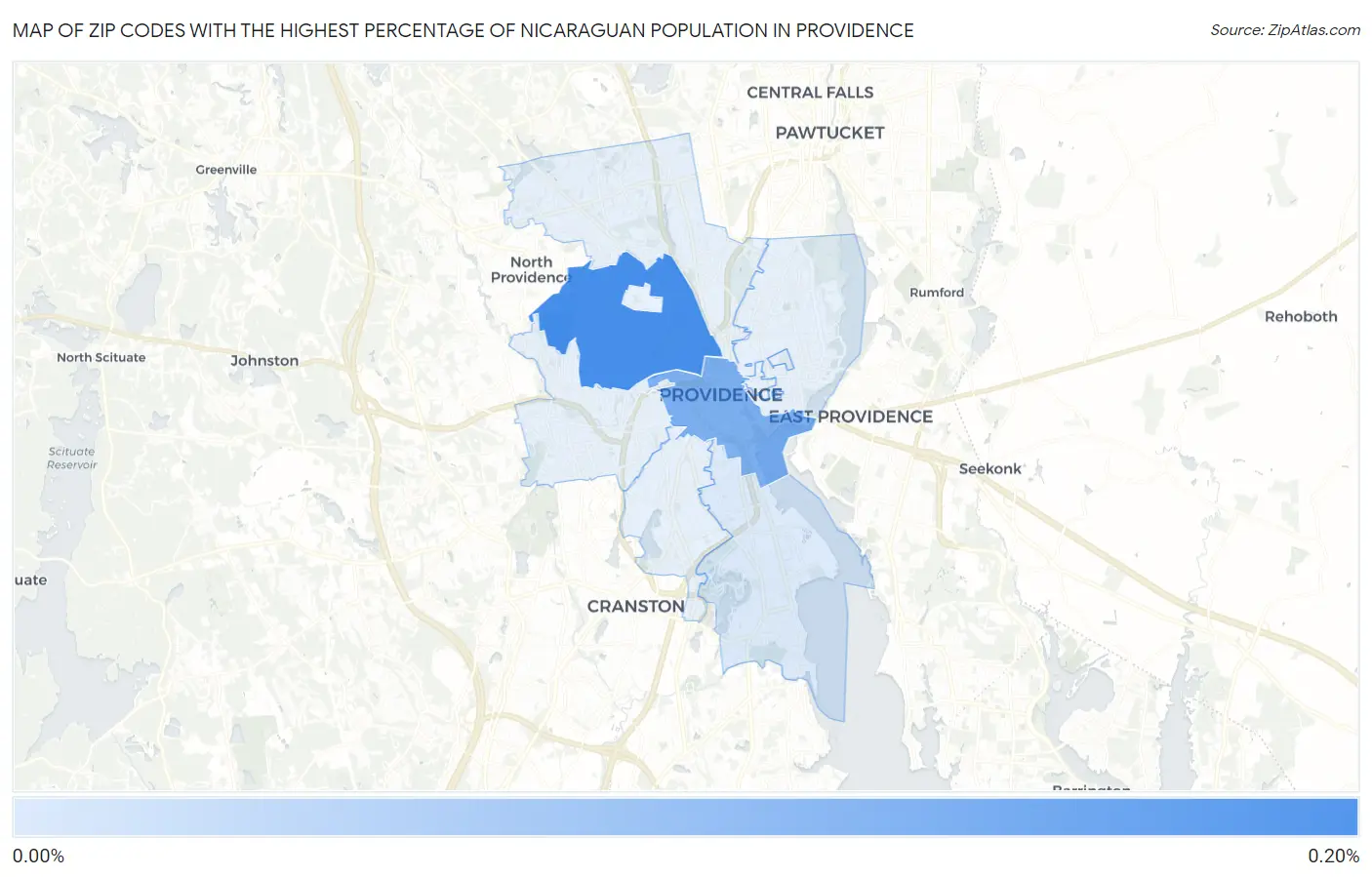 Zip Codes with the Highest Percentage of Nicaraguan Population in Providence Map