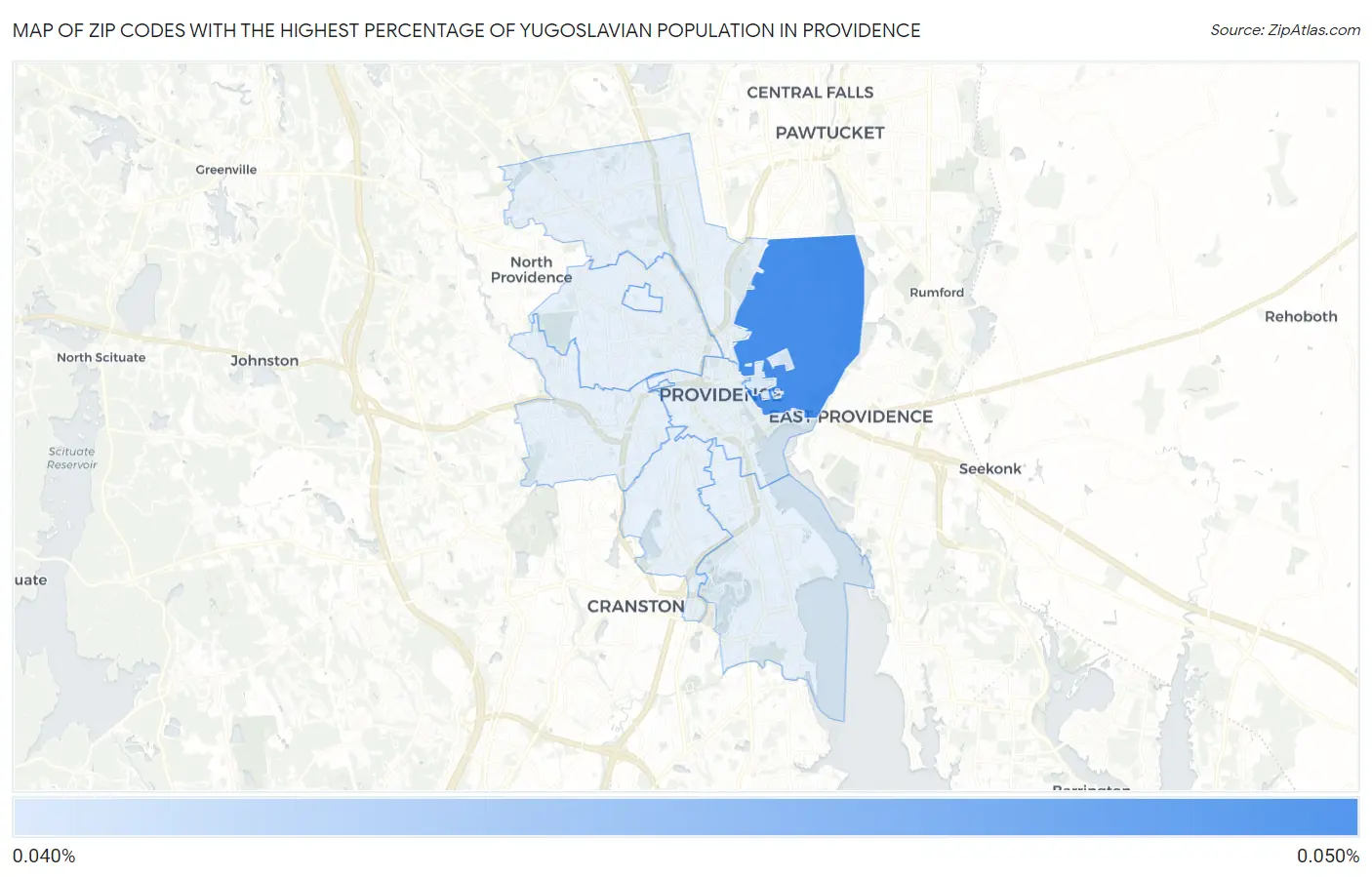 Zip Codes with the Highest Percentage of Yugoslavian Population in Providence Map