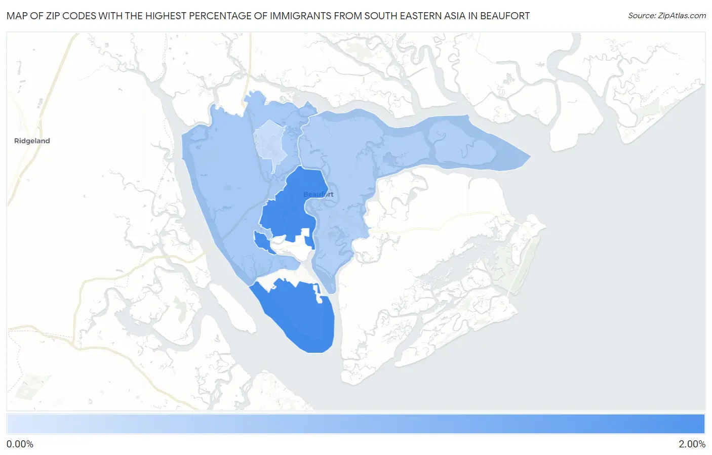 Zip Codes with the Highest Percentage of Immigrants from South Eastern Asia in Beaufort Map