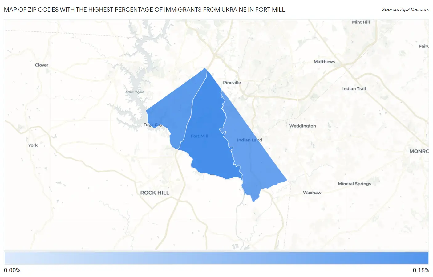 Zip Codes with the Highest Percentage of Immigrants from Ukraine in Fort Mill Map