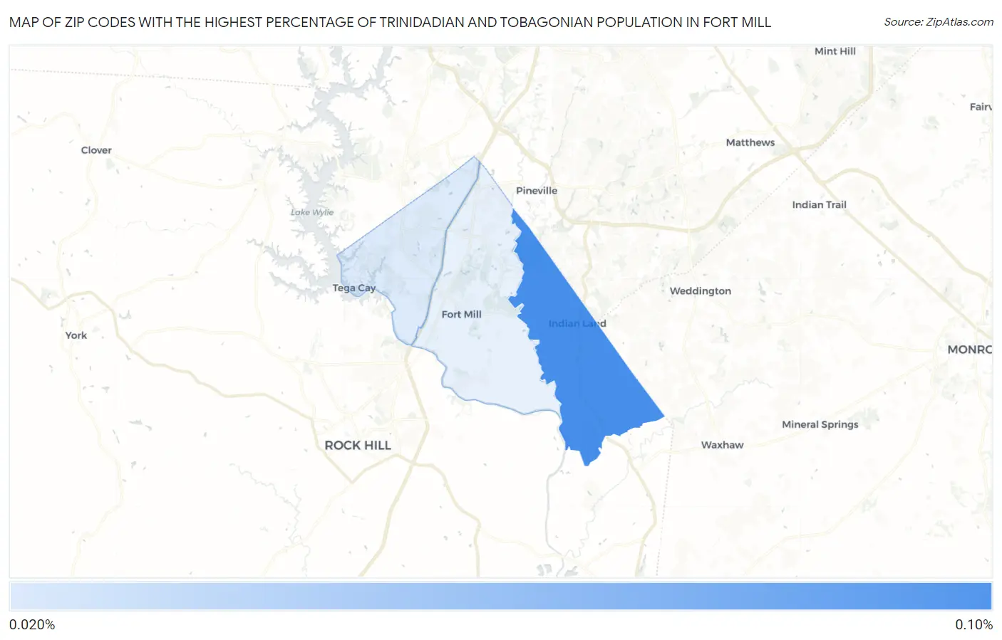 Zip Codes with the Highest Percentage of Trinidadian and Tobagonian Population in Fort Mill Map