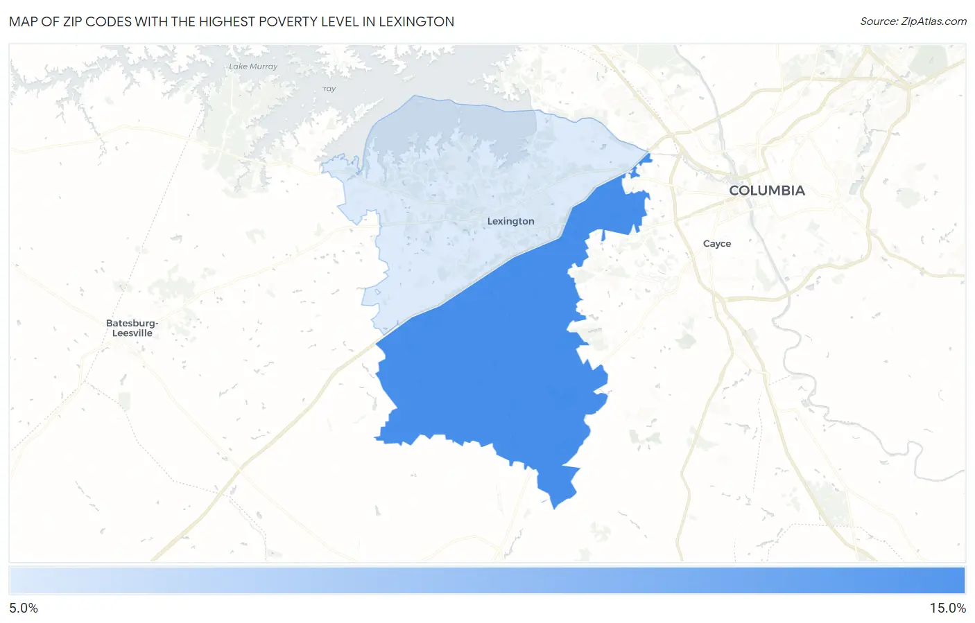 Zip Codes with the Highest Poverty Level in Lexington Map