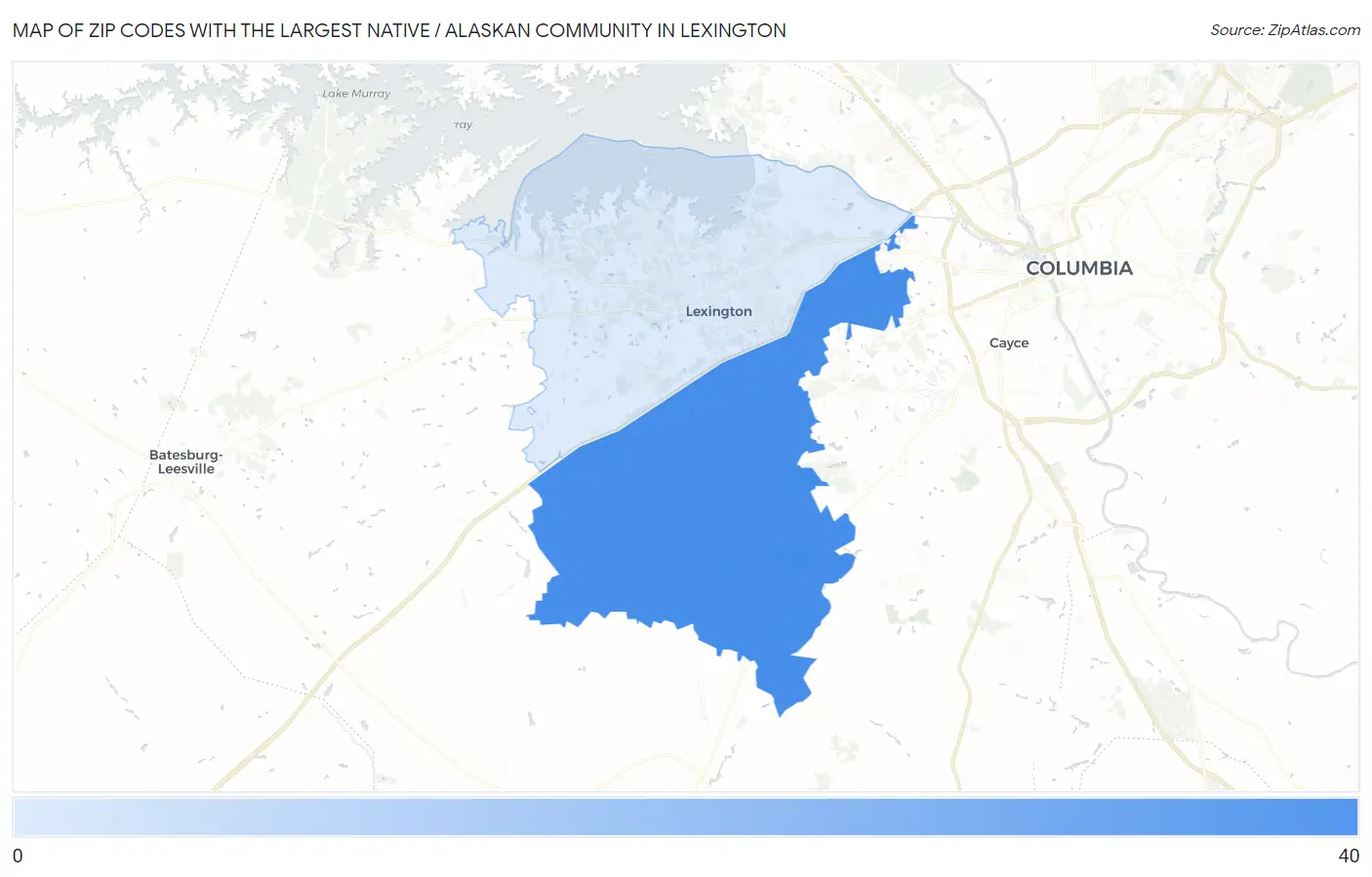 Zip Codes with the Largest Native / Alaskan Community in Lexington Map