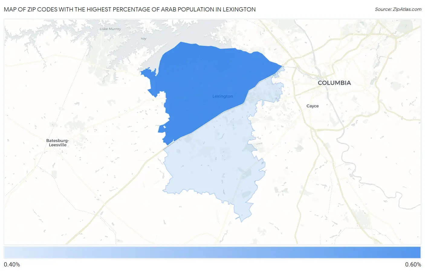 Zip Codes with the Highest Percentage of Arab Population in Lexington Map