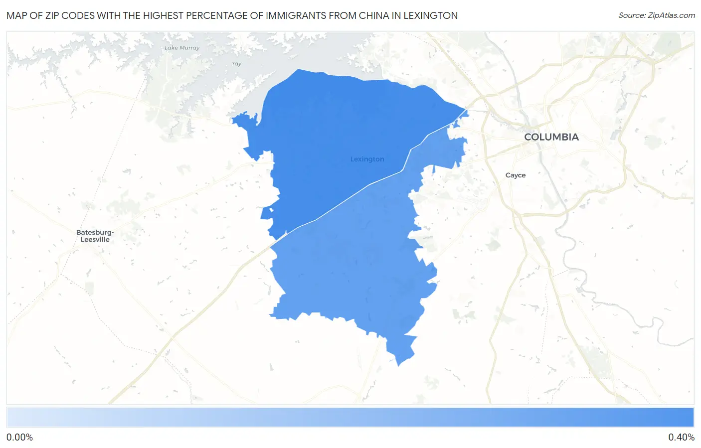 Zip Codes with the Highest Percentage of Immigrants from China in Lexington Map