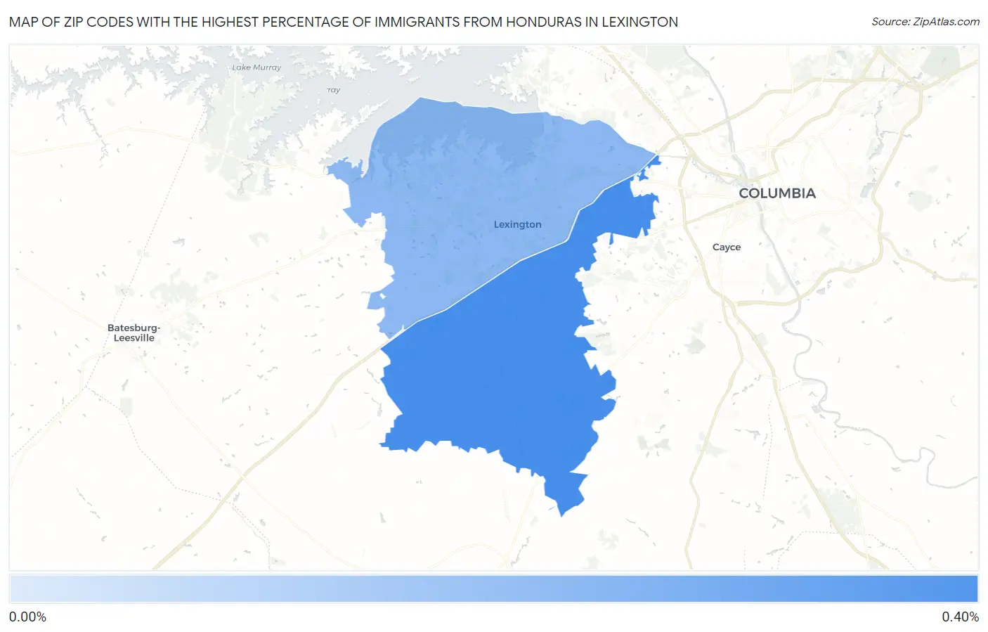 Zip Codes with the Highest Percentage of Immigrants from Honduras in Lexington Map