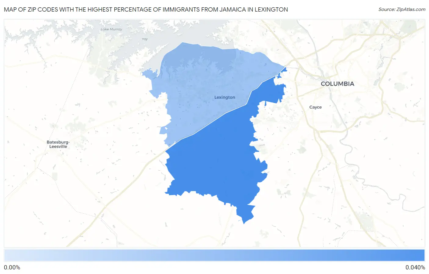 Zip Codes with the Highest Percentage of Immigrants from Jamaica in Lexington Map