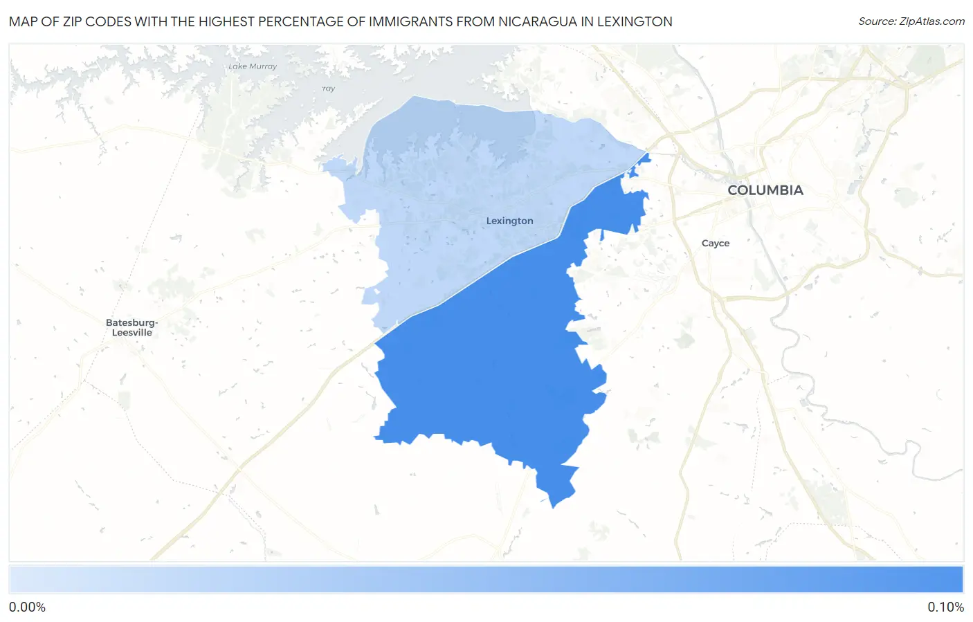 Zip Codes with the Highest Percentage of Immigrants from Nicaragua in Lexington Map