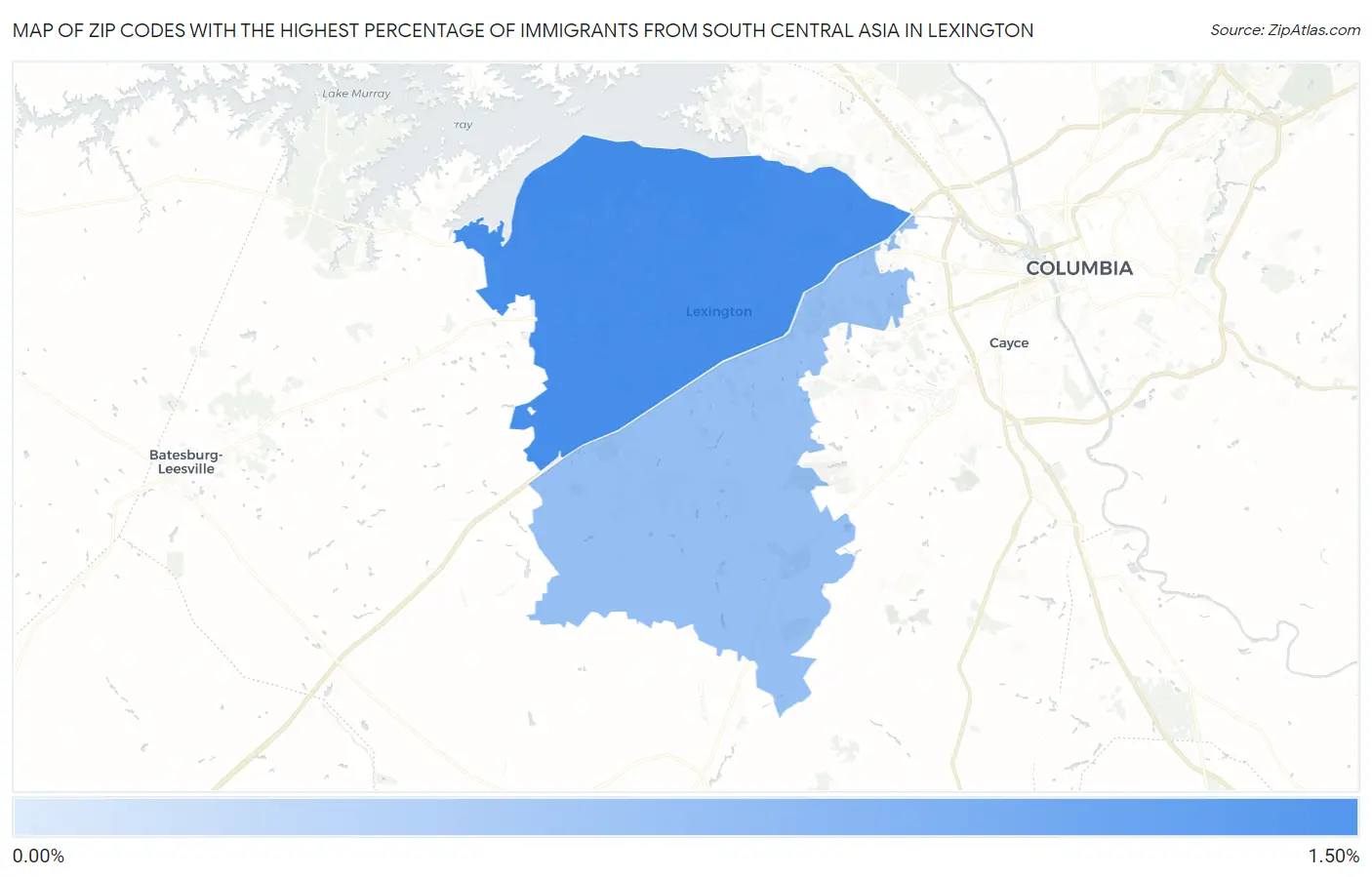 Zip Codes with the Highest Percentage of Immigrants from South Central Asia in Lexington Map
