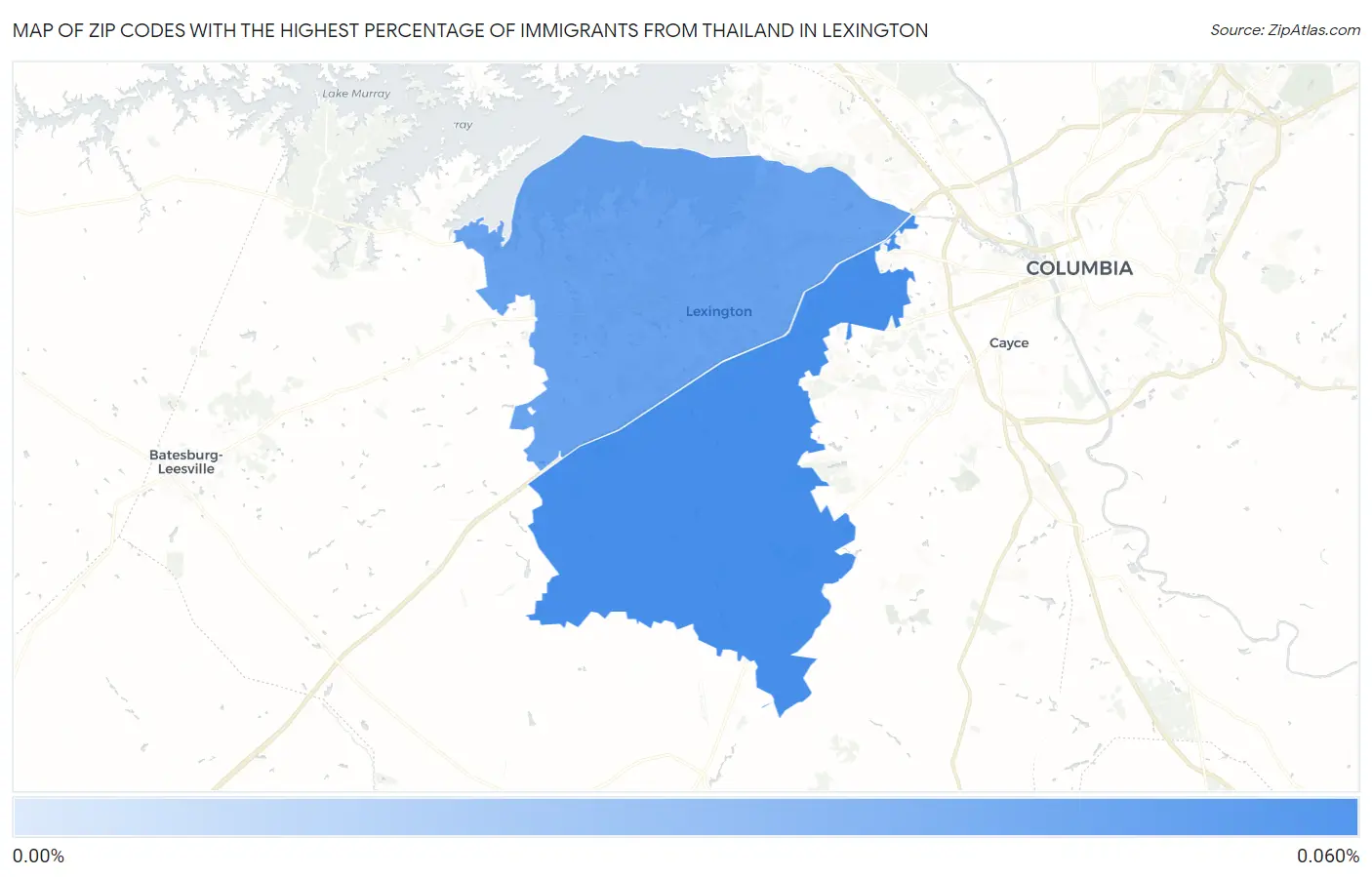 Zip Codes with the Highest Percentage of Immigrants from Thailand in Lexington Map