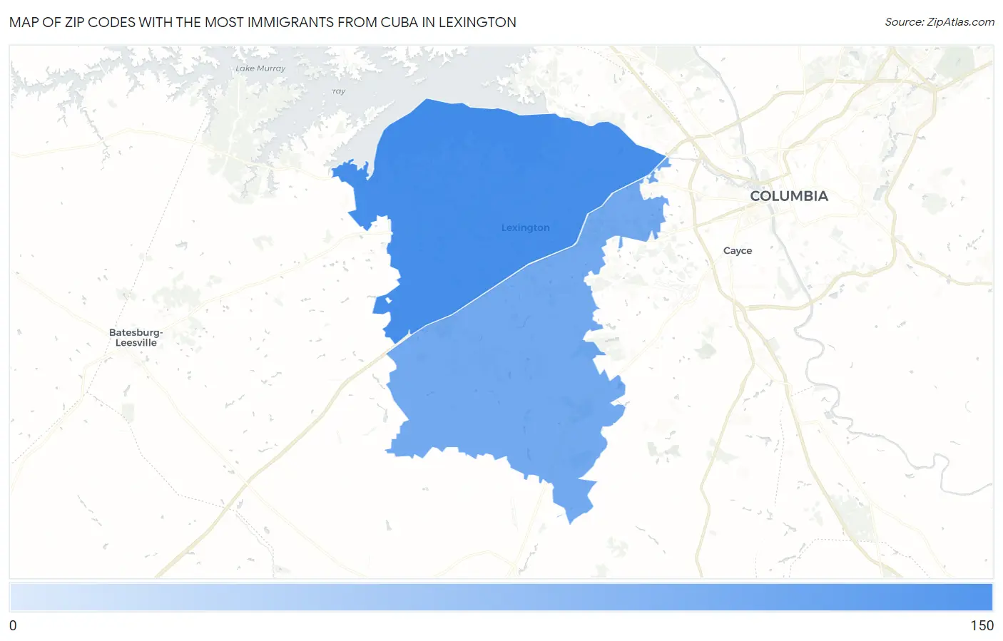 Zip Codes with the Most Immigrants from Cuba in Lexington Map