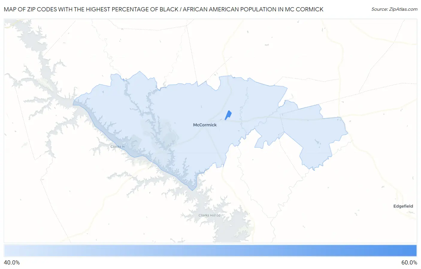 Zip Codes with the Highest Percentage of Black / African American Population in Mc Cormick Map