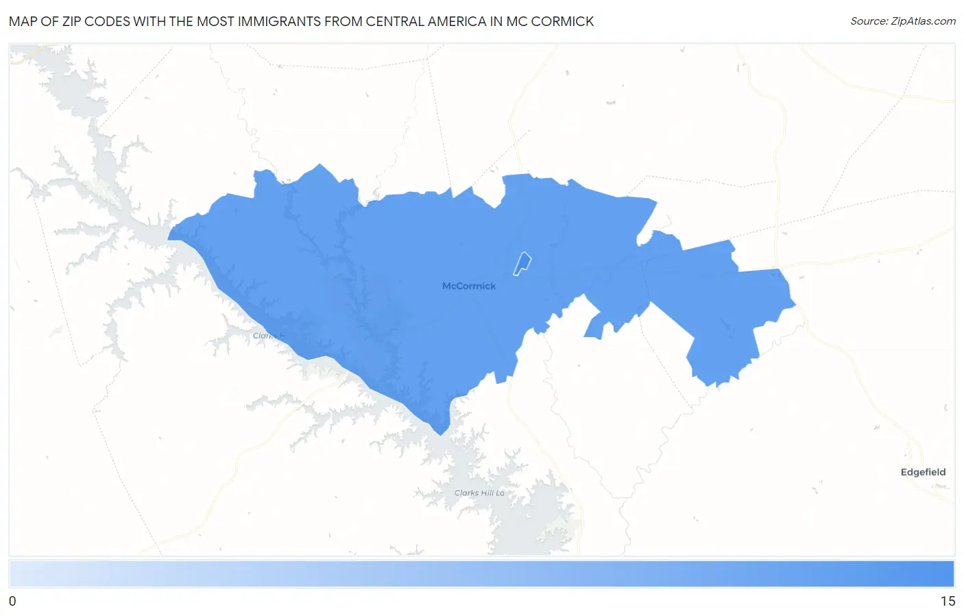 Zip Codes with the Most Immigrants from Central America in Mc Cormick Map
