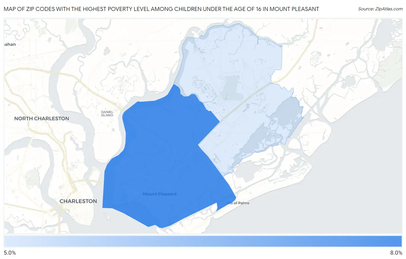 Zip Codes with the Highest Poverty Level Among Children Under the Age of 16 in Mount Pleasant Map