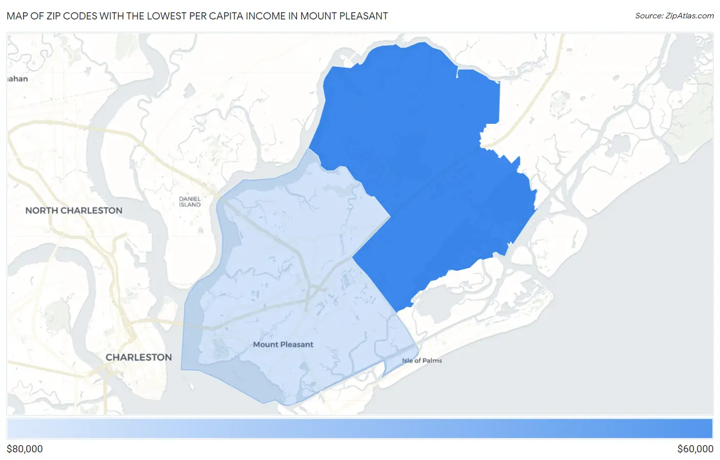 Zip Codes with the Lowest Per Capita Income in Mount Pleasant Map