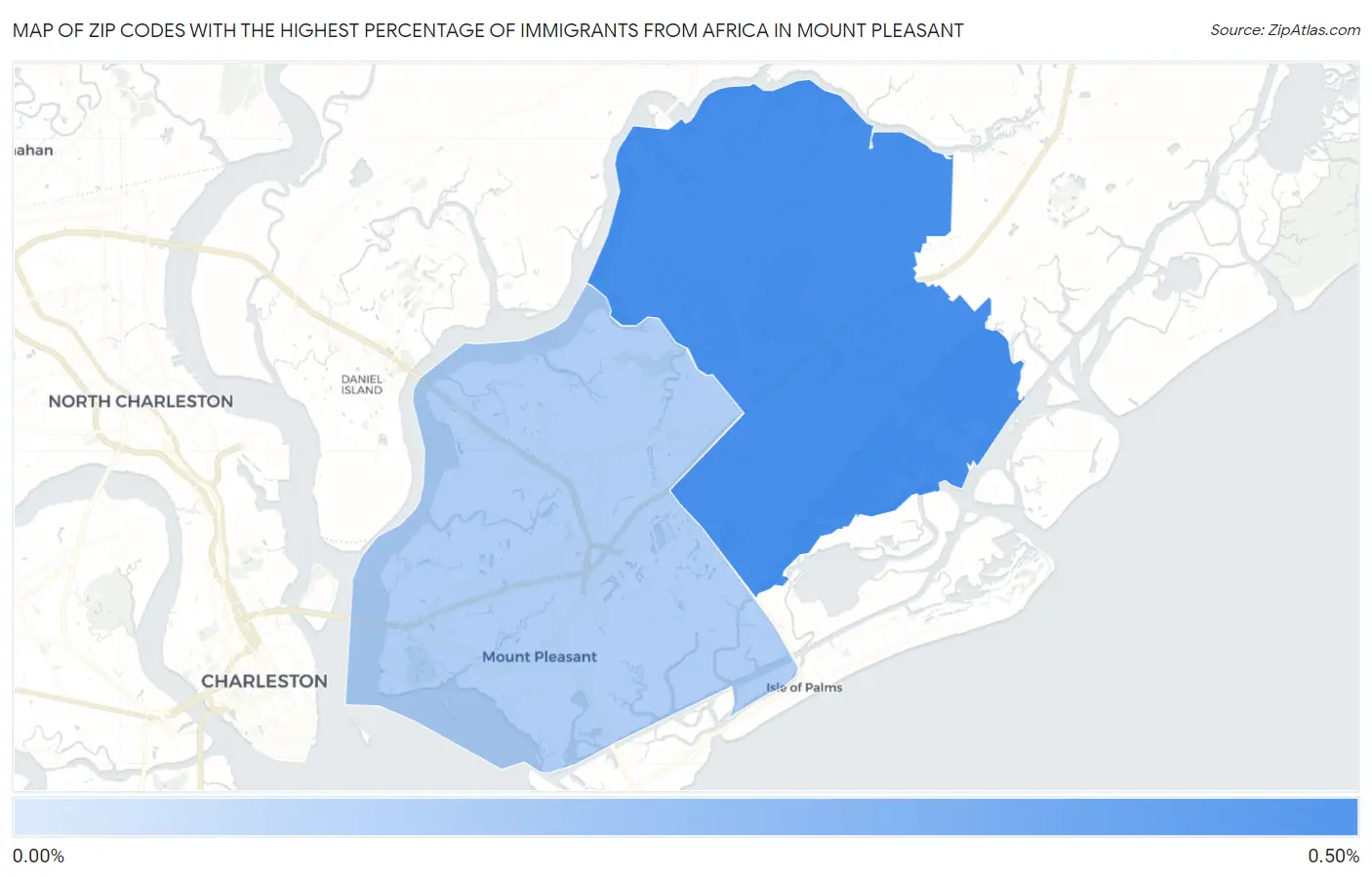 Zip Codes with the Highest Percentage of Immigrants from Africa in Mount Pleasant Map