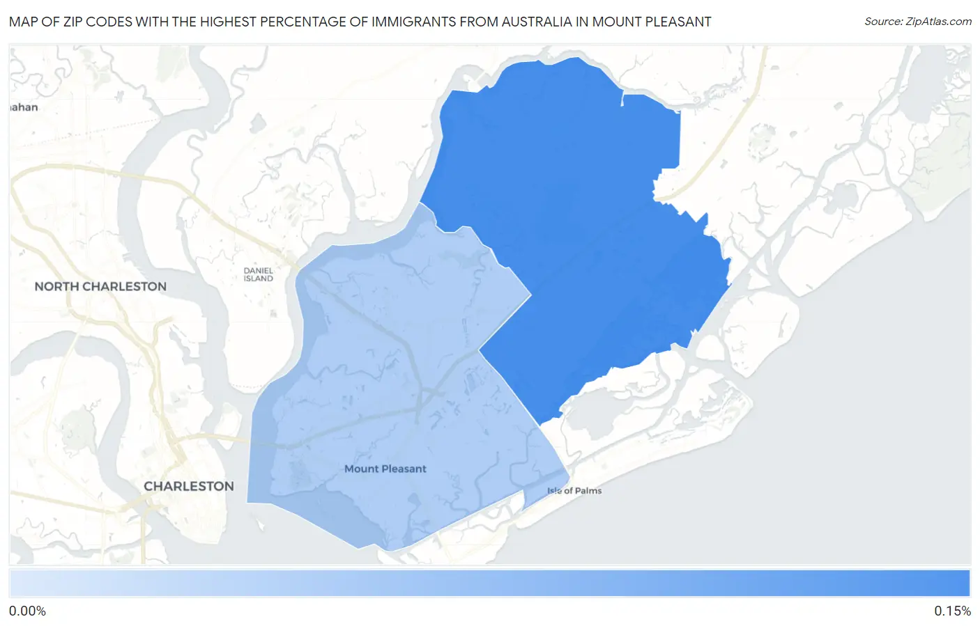 Zip Codes with the Highest Percentage of Immigrants from Australia in Mount Pleasant Map