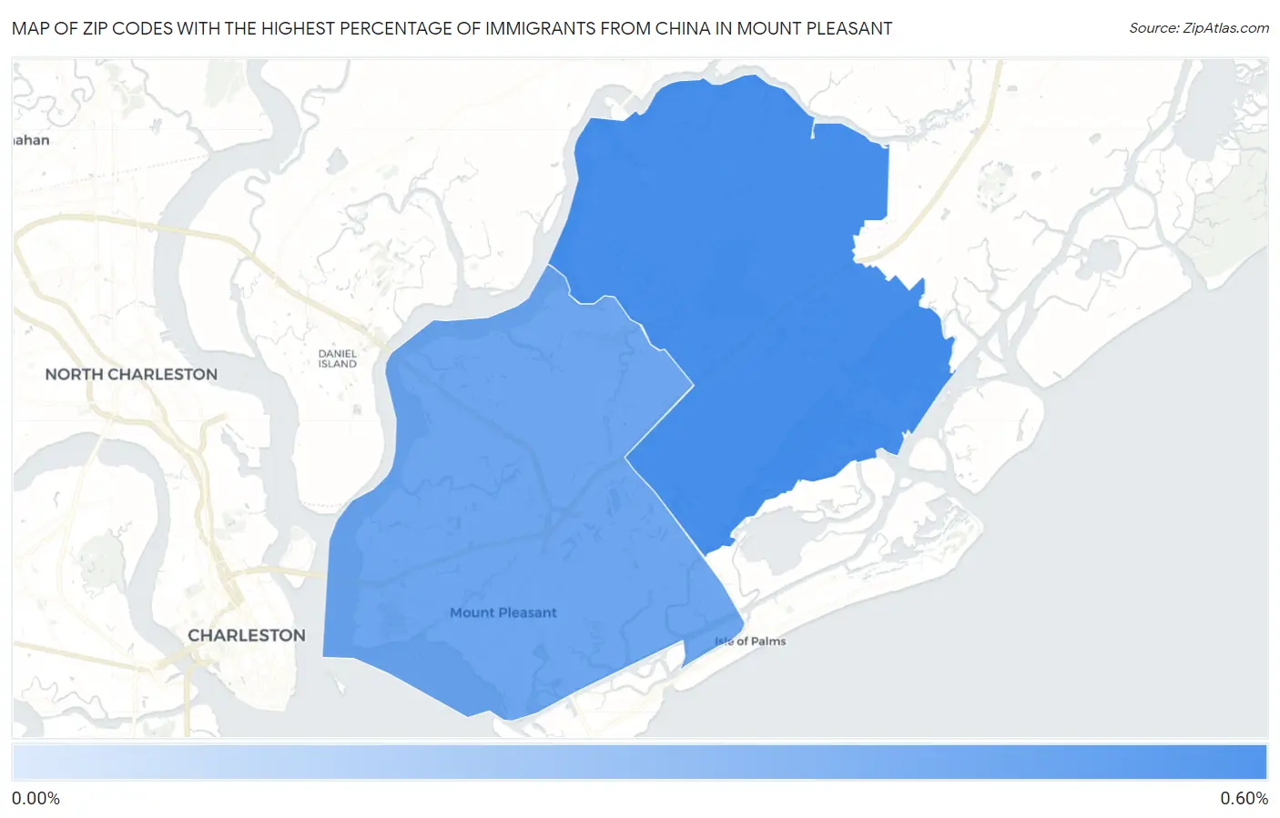 Zip Codes with the Highest Percentage of Immigrants from China in Mount Pleasant Map
