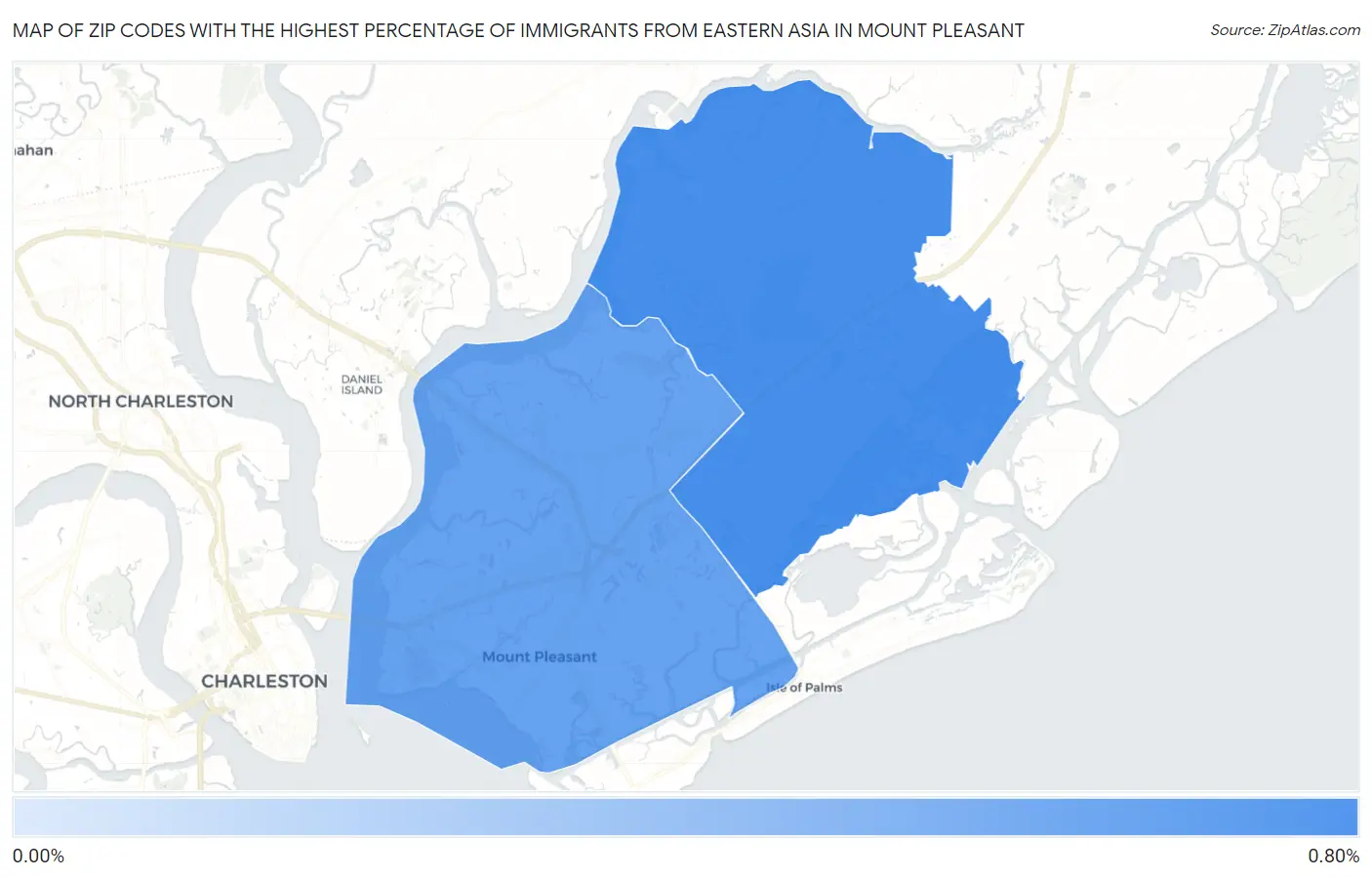 Zip Codes with the Highest Percentage of Immigrants from Eastern Asia in Mount Pleasant Map
